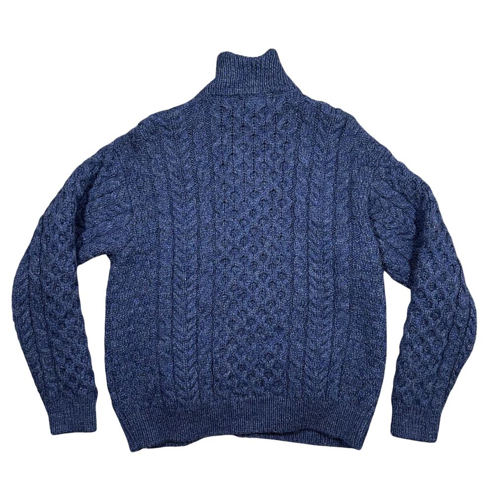 Vintage John Molloy Wool Cable Knit Cardigan Sweater Fisherman Sz Large Chunky - Picture 7 of 7